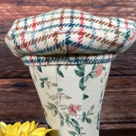 Vintage Coach Wool Colorful Plaid Newsboy Hat With Suede Trim. Size M/L - Picture 7 of 13